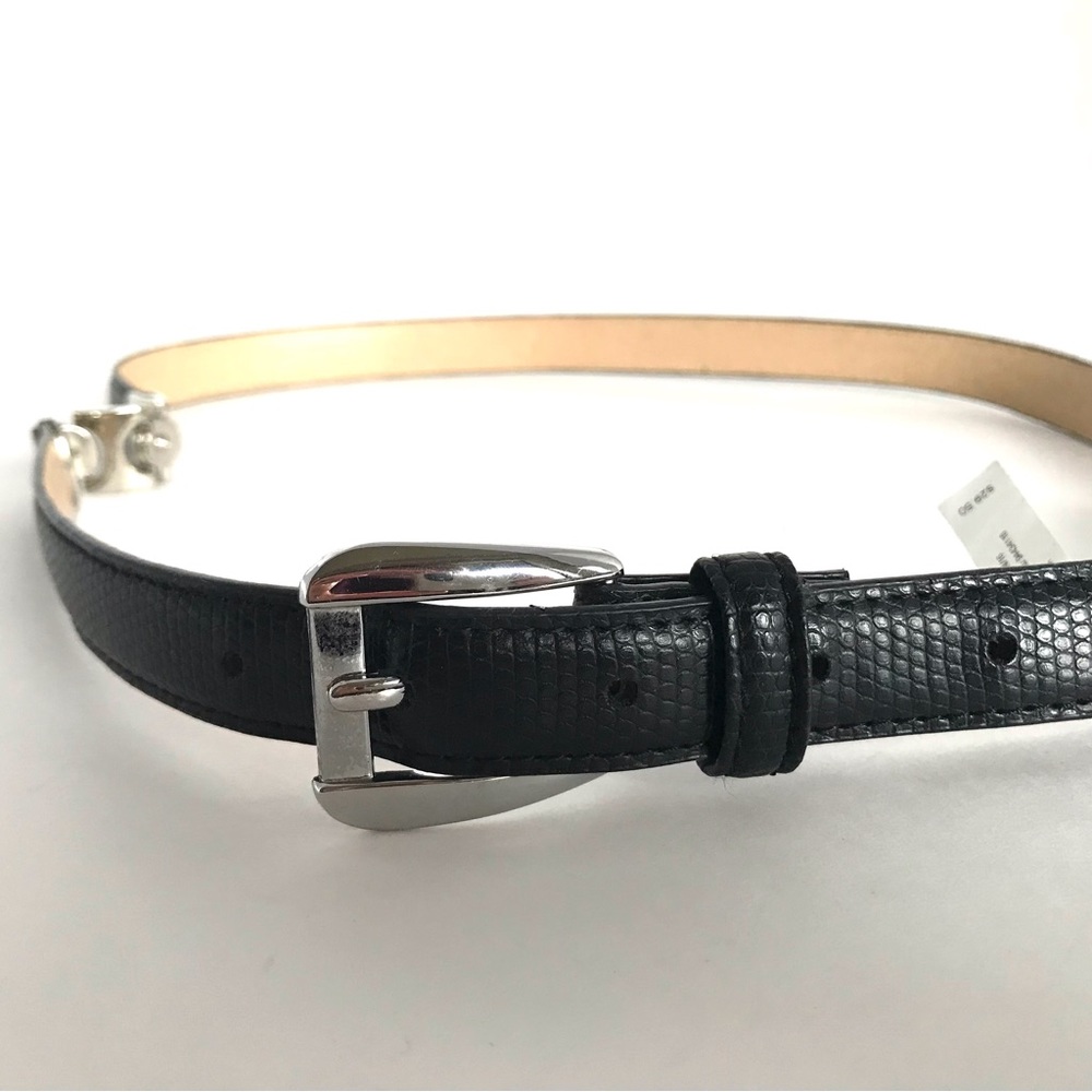 Vegan Leather Belt Black Silver Buckle (M/L) NWOT!